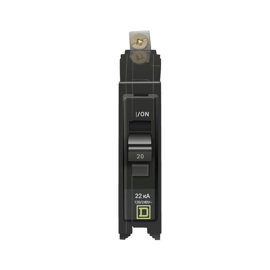 Square D 20 Amp 1 Pole 120/240VAC Bolt-On Circuit Breaker 22kA Interrupt Rating
