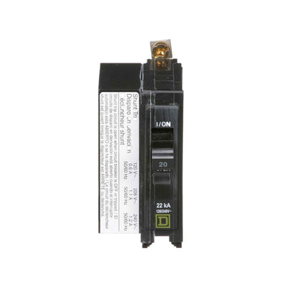 Square D 20A 120/240V 1-Pole Bolt-On Circuit Breaker with Shunt Trip, 22kA Interrupt Rating