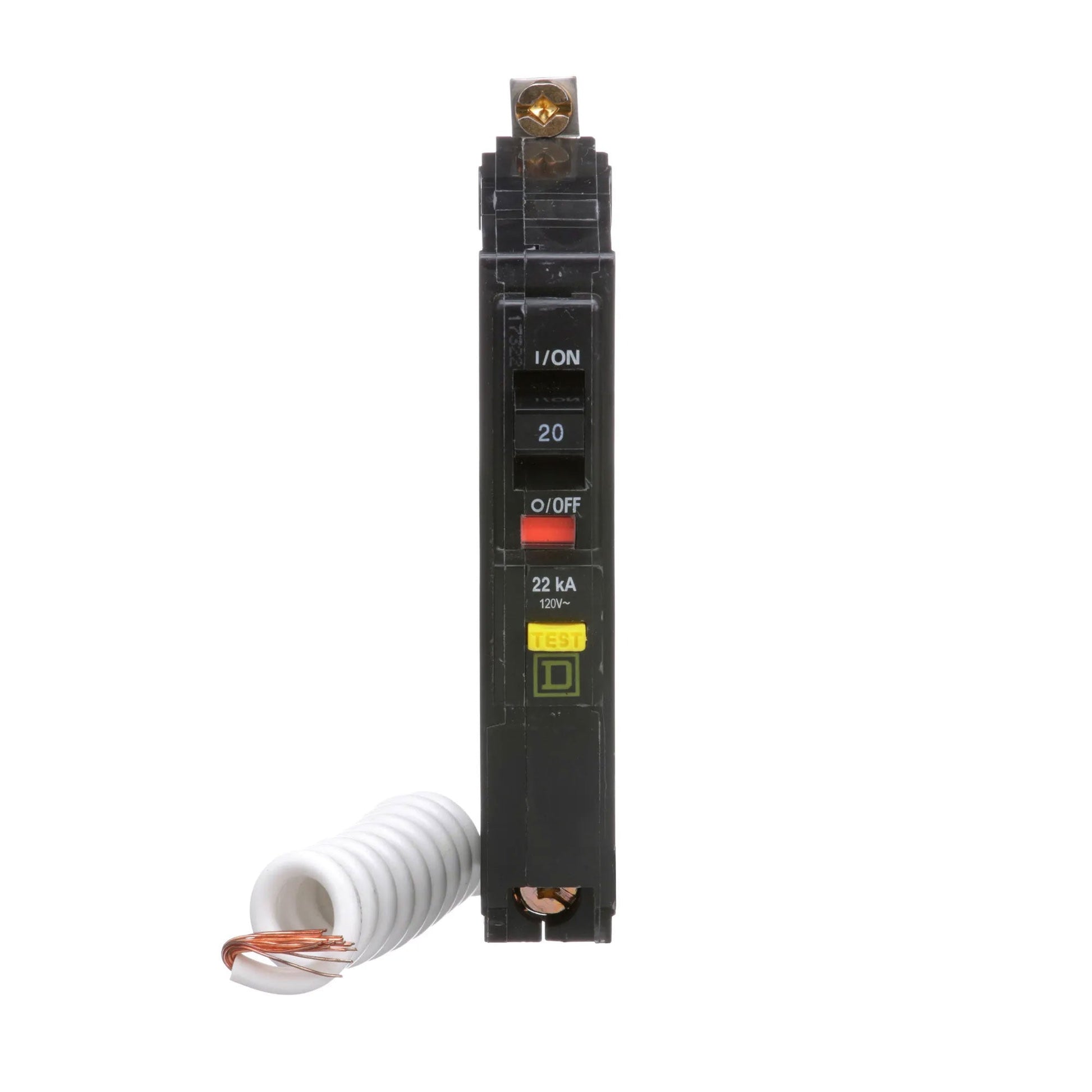 Square D 20A 120VAC 1-Pole Ground Fault Circuit Breaker Bolt-On 22kA Interrupt