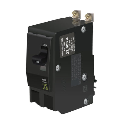 Square D 100 Amp 2 Pole Bolt-On Miniature Circuit Breaker, 120/240VAC, 22kA Interrupt Rating, QOB Series, Thermal Magnetic Trip, CSA/UL Listed