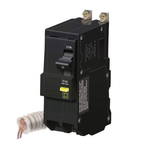 Square D 20A 2P 120/240VAC QOB Bolt-On GFCI Circuit Breaker, 10kAIC, Thermal Magnetic Trip, UL/CSA