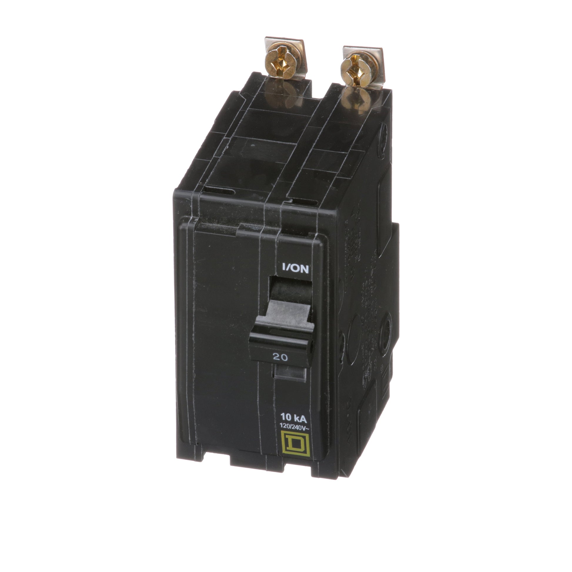 Square D 20 Amp 2 Pole Bolt-On Circuit Breaker, 120/240VAC, QO Series, 10kAIC, Thermal Magnetic Trip, UL/CSA Listed