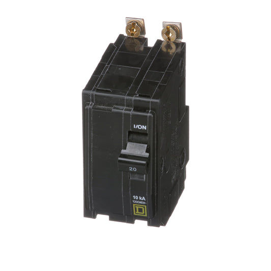 Square D 20 Amp 2 Pole Bolt-On Circuit Breaker, 120/240VAC, QO Series, 10kAIC, Thermal Magnetic Trip, UL/CSA Listed