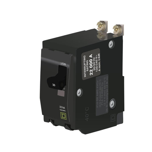 Square D 30A 2 Pole 120/240VAC Bolt-On Circuit Breaker 22kA Interrupt Rating