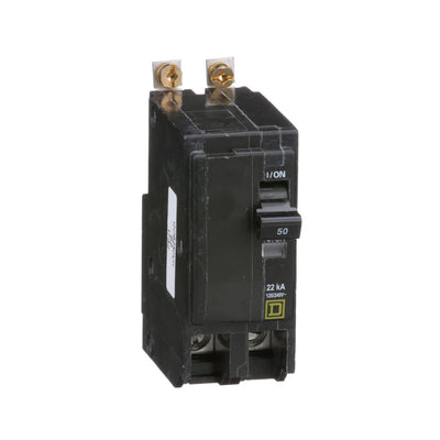 Square D 50 Amp 120/240V 2 Pole Bolt-On Circuit Breaker 22kA Interrupting Rating QOB Frame