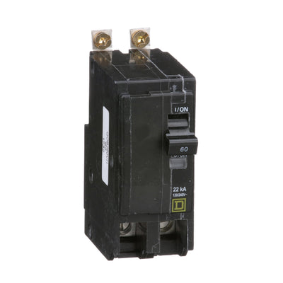 Square D QO 60 Amp 2 Pole 120/240VAC Bolt-On Miniature Circuit Breaker, 22 kA Interrupt, Thermal Magnetic Trip