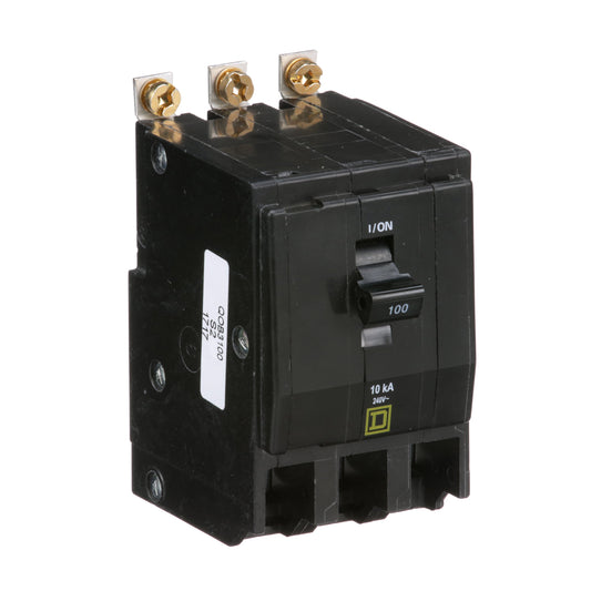 Square D 100A 3P 120/240VAC Bolt-On Miniature Circuit Breaker, QO Frame, 10kA Interrupt, Thermal Magnetic Trip, UL/CSA