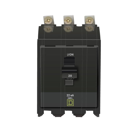 Square D 20 Amp 3 Pole 120/240V Bolt-On Circuit Breaker 22kA Interrupt Rating