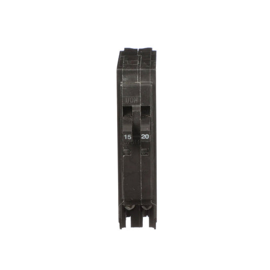 Square D QO Series Tandem Miniature Circuit Breaker, 15A/20A, 1 Pole, 120/240V AC, 10kA Interrupt, Plug-On Mount, Thermal Magnetic Trip