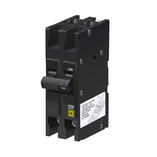 Square D 100 Amp 2 Pole 120/240V Circuit Breaker 10kA Interrupt Rating QOU Series