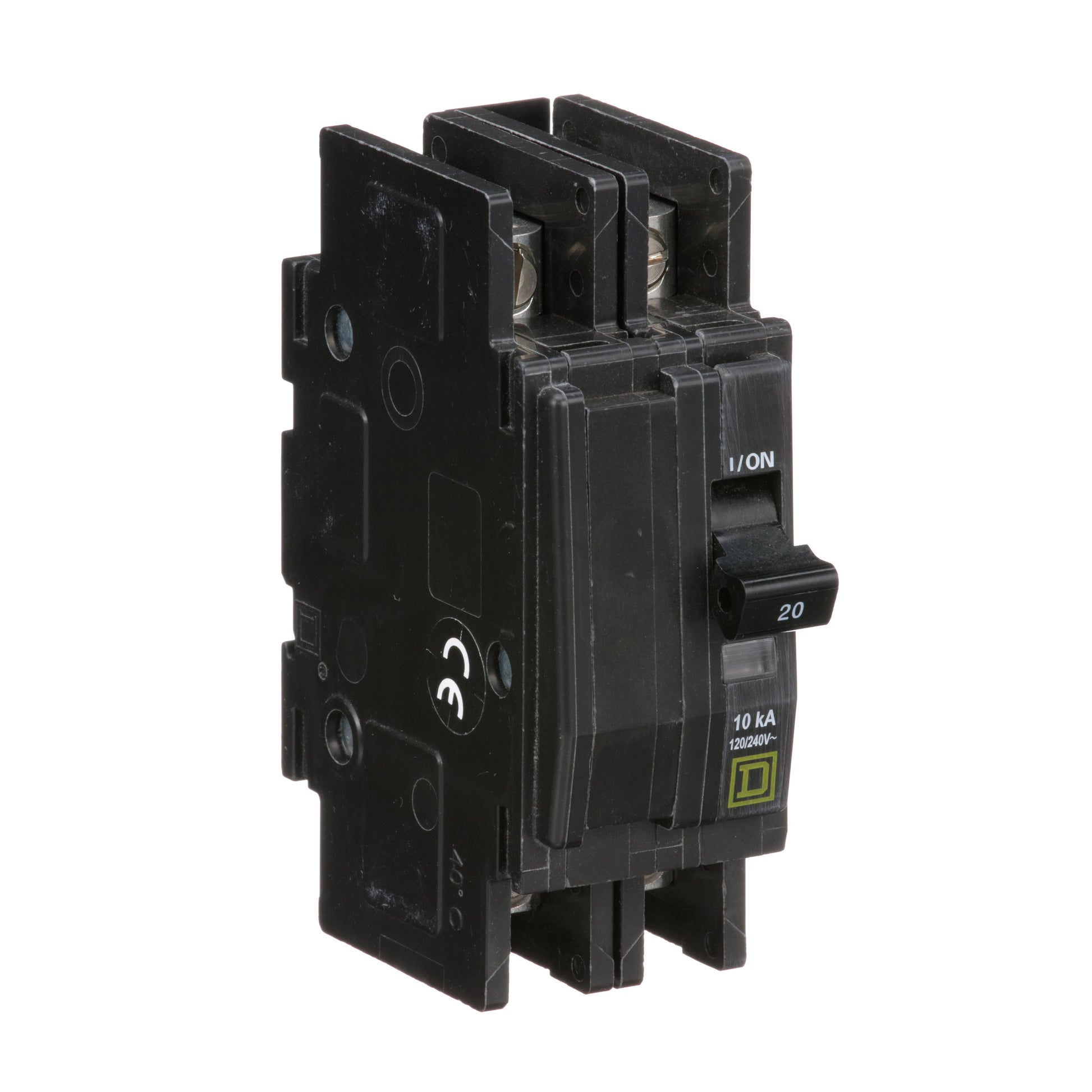 Square D 20 Amp 2 Pole 120/240VAC Circuit Breaker, 10kA Interrupt Rating, QOU Frame