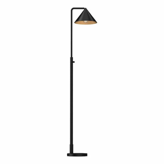 Alora Mood Remy FL485058MB 58-Inch Floor Lamp in Matte Black Finish with Sculptural Steel Shade and Gold Interior Accent
