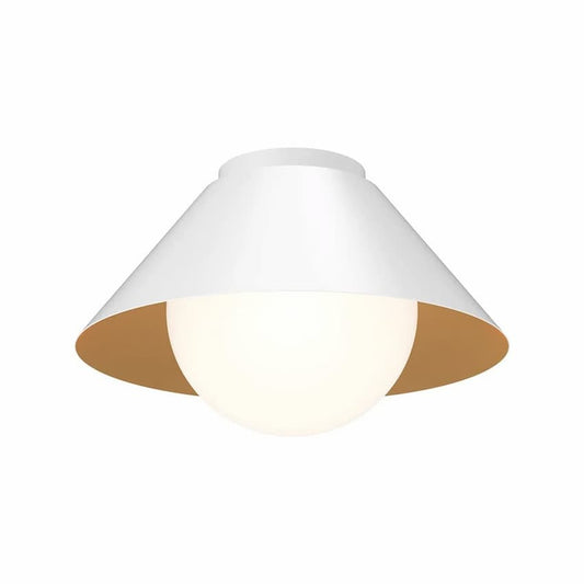 Alora Mood Remy FM485214WHOP 14-Inch 1-Light Flush Mount in White Finish with Opal Glass Shade