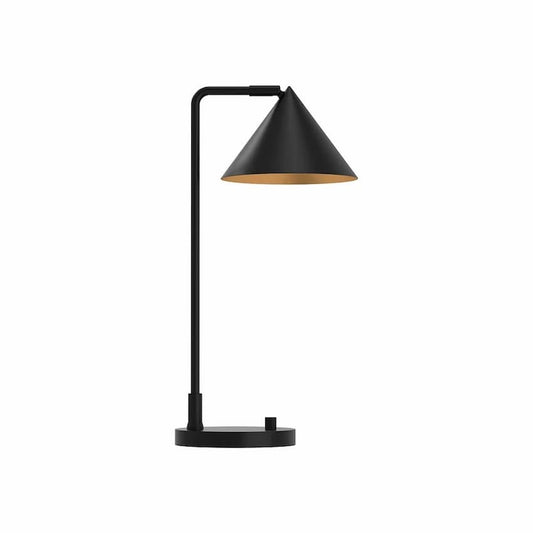 Alora Mood Remy TL485020MB 20-Inch Table Lamp in Matte Black Finish with Sculptural Steel Shade and Gold Interior Accent