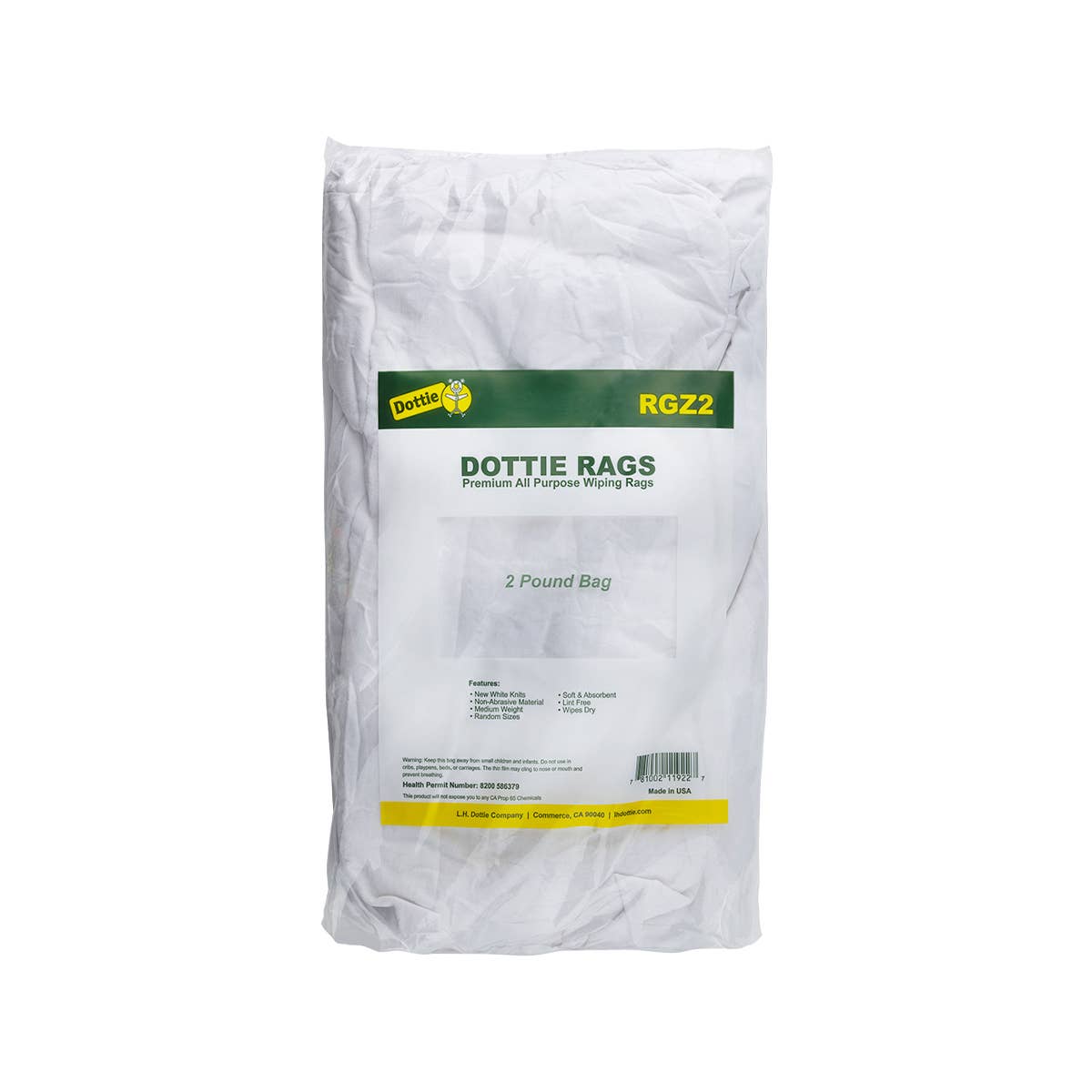 Dottie RGZ2 Dottie 2 lb Bag New White Knit Rags RGZ2
