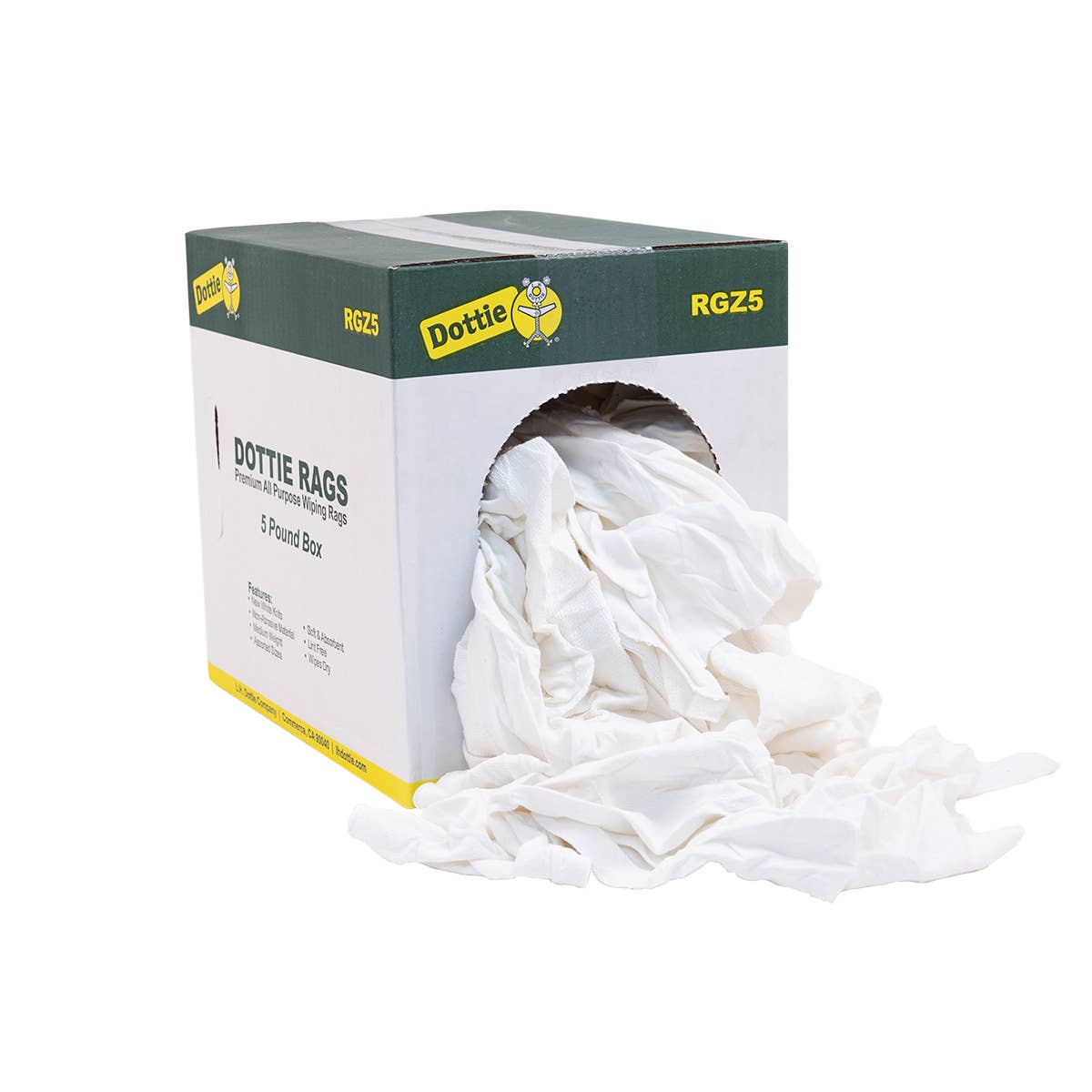 Dottie RGZ5 Dottie 5 lb Box New White Knit Rags RGZ5
