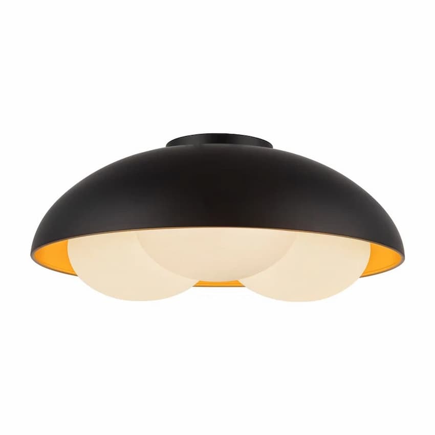 Alora Mood Robyn FM495316MBOP 16-Inch 3-Light Flush Mount in Matte Black Finish with Matte Opal Glass Diffusers