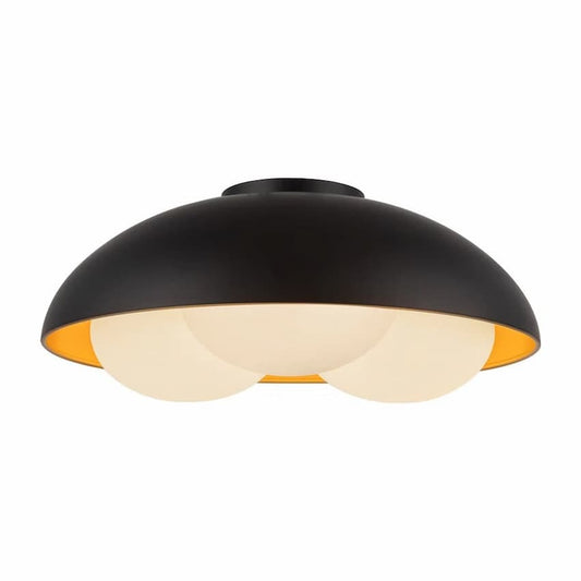 Alora Mood Robyn FM495316MBOP 16-Inch 3-Light Flush Mount in Matte Black Finish with Matte Opal Glass Diffusers
