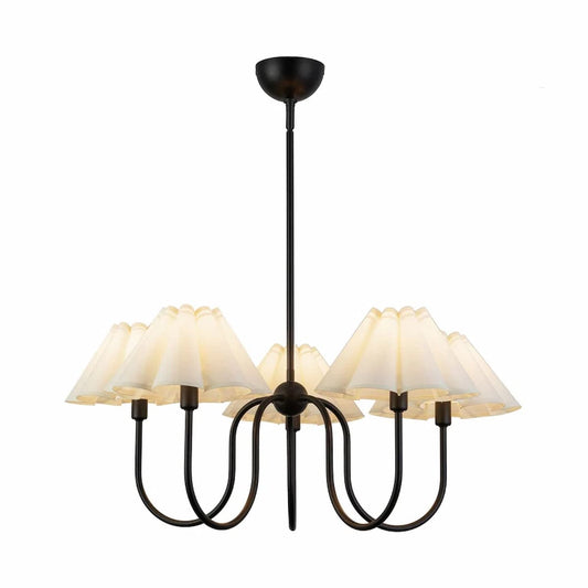 Alora Mood CH610530MBFW Rosemary 31-Inch Chandelier in Matte Black Finish with White Folded Linen Shades