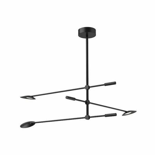 Kuzco CH90132 Rotaire chandelier featuring adjustable aluminum arms, cast aluminum shades and frosted acrylic diffusers