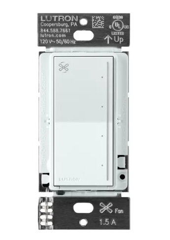 Lutron Sunnata 4-speed fan control in Glacier White