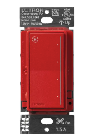 Lutron Sunnata 4-speed fan control in Signal Red