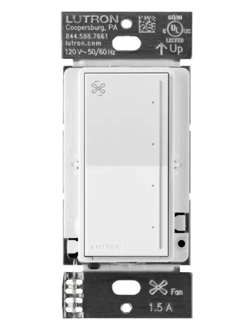 Lutron Sunnata 4-speed fan control in Snow White