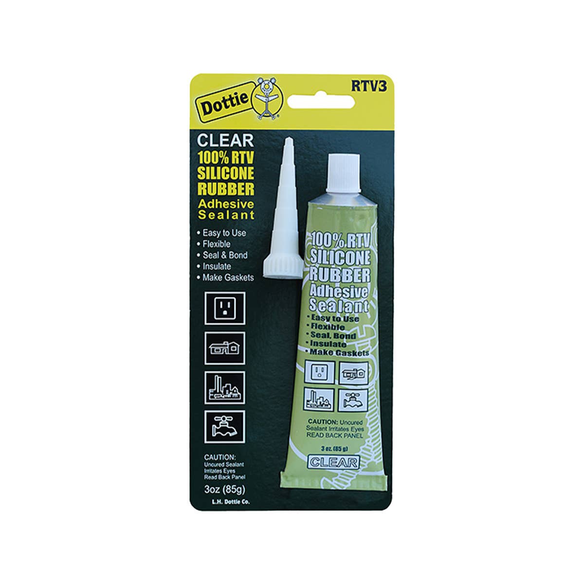 Dottie RTV3 Dottie 3 oz Clear RTV Silicone Sealant RTV3