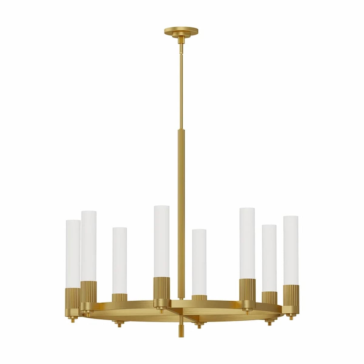 Alora Mood Rue Collection CH416108BG 8-Light Chandelier with Brushed Gold Steel Frame and Glossy Opal Glass Diffusers
