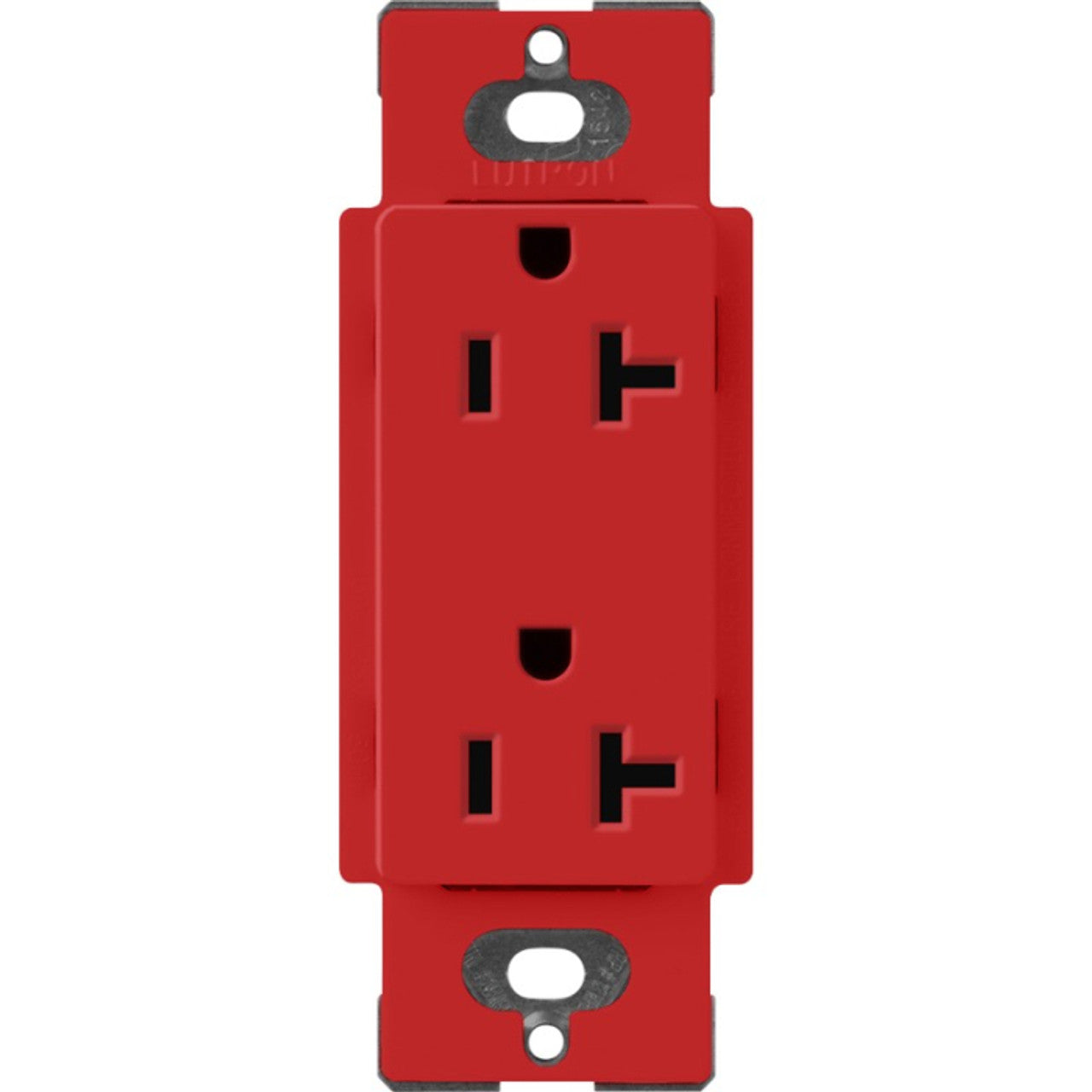 Lutron Claro 20 A duplex receptacle in Signal Red