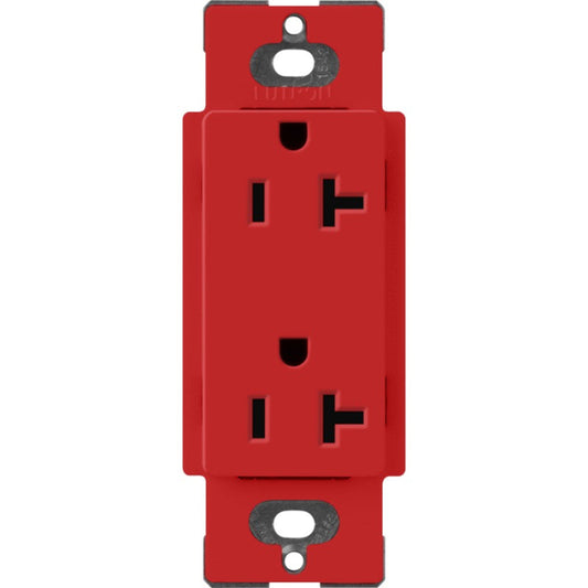 Lutron Claro 20 A duplex receptacle in Signal Red