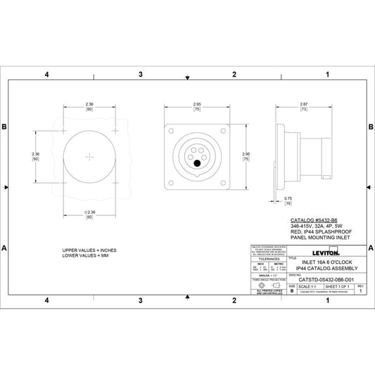 Leviton S432-B6 Pin & Sleeve Device
