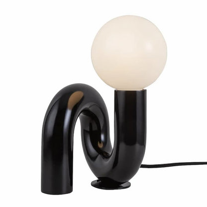 Alora Mood Sadie Collection TL420107GBK 1-Light Table Lamp with Glossy Black Steel and Polyresin Frame and Decorative Curved Silhouette