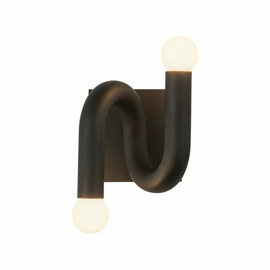 Alora Mood Sadie WV420206MB 6-Inch 2-Light Vanity Light in Matte Black Finish with Aluminum and Steel Construction