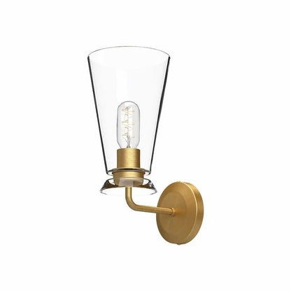Alora Mood Salem Collection WV570006BGCL Bathroom Vanity Light with Brushed Gold Steel and Glass Construction, E26 A19 Bulb Base and Up or Down Mounting
