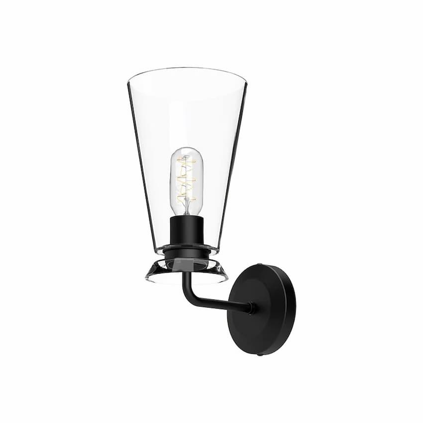 Alora Mood Salem Collection WV570006MBCL Bathroom Vanity Light with Matte Black Steel Frame, Clear Glass Accents and E26 A19 Bulb Base