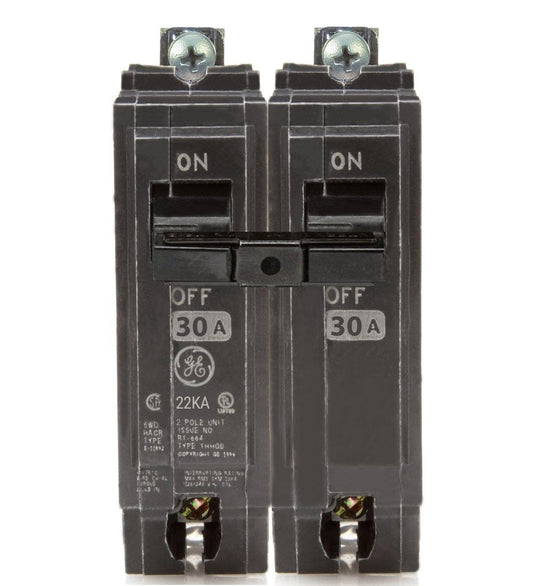 General Electric 30A 2 Pole 240VAC Bolt-On Circuit Breaker 22kA Interrupt Rating Q-Line Frame