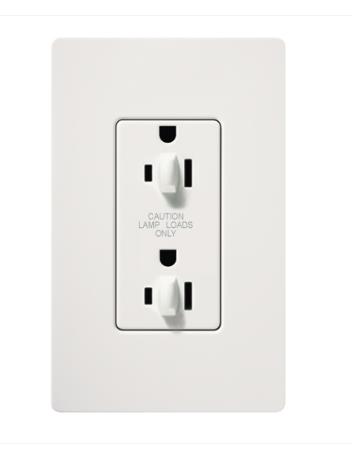 Lutron Claro 15 A tamper-resistant duplex receptacle in Snow White