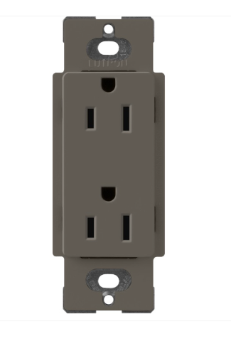 Lutron Claro 15 A duplex receptacle in Truffle