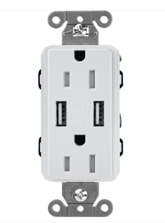 Lutron Claro USB charging receptacle in Mist