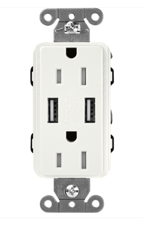 Lutron Claro USB charging receptacle in Architectural White