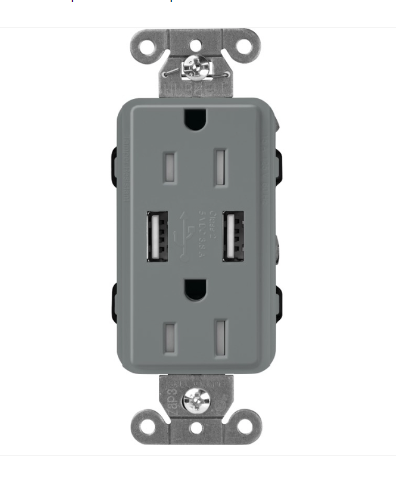 Lutron Claro USB charging receptacle in Slate