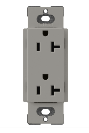 Lutron Claro 20 A duplex receptacle in Cobblestone