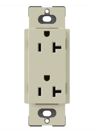 Lutron Claro 20 A duplex receptacle in Clay
