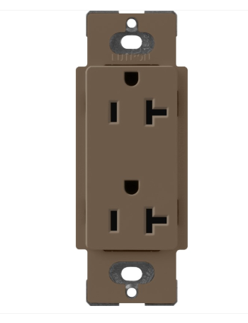 Lutron Claro 20 A duplex receptacle in Espresso