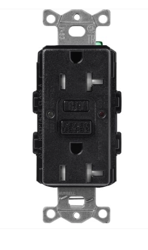Lutron Claro GFCI receptacle in Midnight