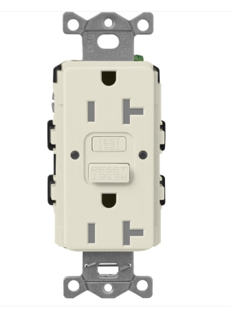 Lutron Claro GFCI receptacle in Pumice