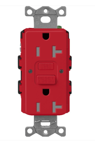 Lutron Claro GFCI receptacle in Signal Red