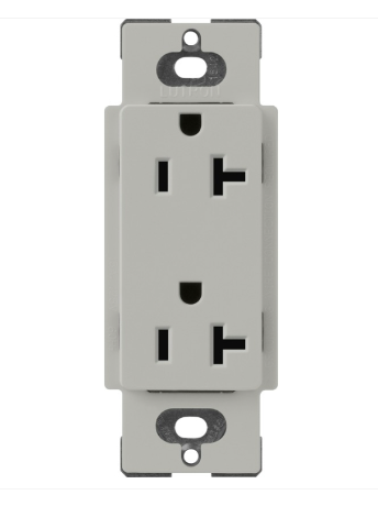 Lutron Claro 20 A duplex receptacle in Pebble