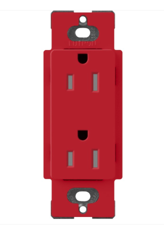 Lutron Claro 15 A tamper-resistant duplex receptacle in Signal Red